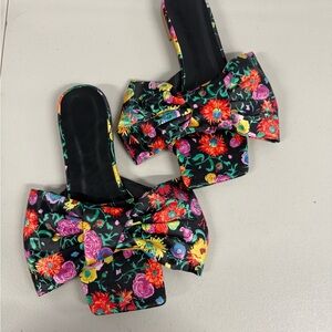 Floral Bow Women's Slide Sandals